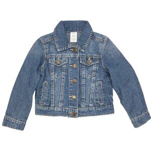Carters Kid Jean Denim Jacket Toddler Girls 3T/3A Blue Button Up Pockets